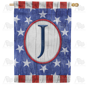 All American Old Wood Monogram Double Sided House Flag