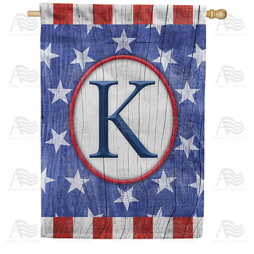 All American Old Wood Monogram Double Sided House Flag