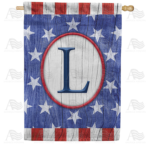 All American Old Wood Monogram Double Sided House Flag