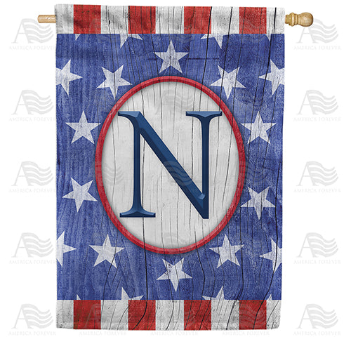 All American Old Wood Monogram Double Sided House Flag