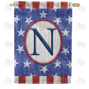 All American Old Wood Monogram Double Sided House Flag