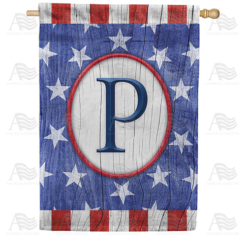 All American Old Wood Monogram Double Sided House Flag