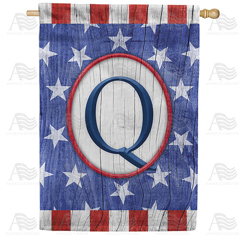 All American Old Wood Monogram Double Sided House Flag