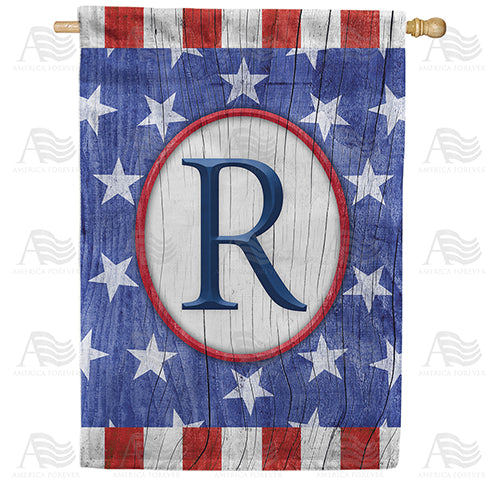 All American Old Wood Monogram Double Sided House Flag