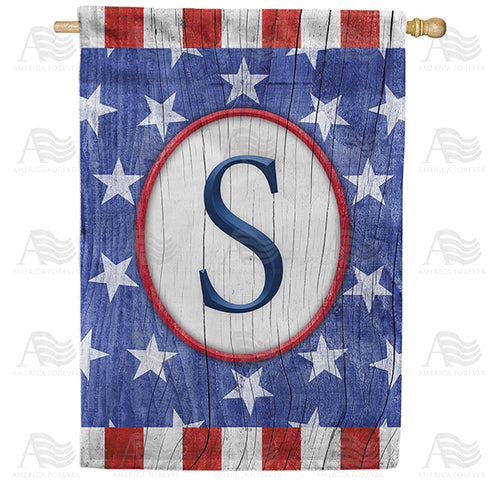 All American Old Wood Monogram Double Sided House Flag