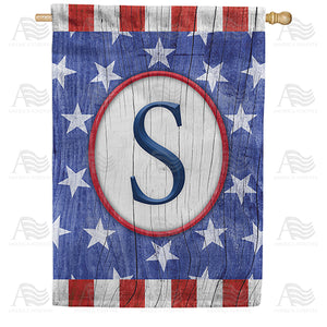 All American Old Wood Monogram Double Sided House Flag