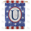 All American Old Wood Monogram Double Sided House Flag
