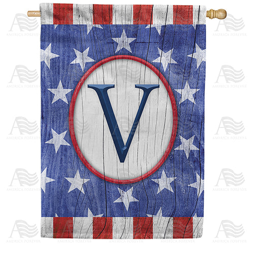 All American Old Wood Monogram Double Sided House Flag