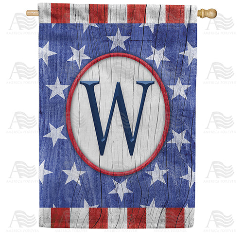 All American Old Wood Monogram Double Sided House Flag