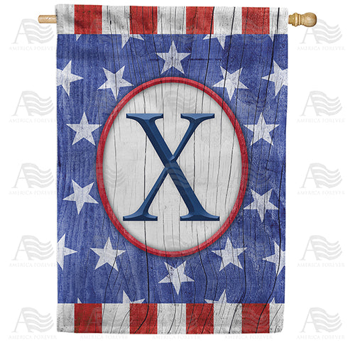 All American Old Wood Monogram Double Sided House Flag