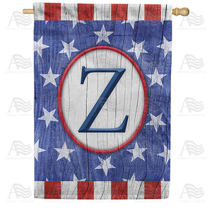 All American Old Wood Monogram Double Sided House Flag