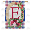 Roses On Wood Frame Monogram Double Sided House Flag