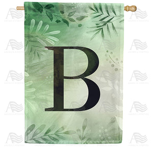 Lush Leaves Monogram Double Sided House Flag