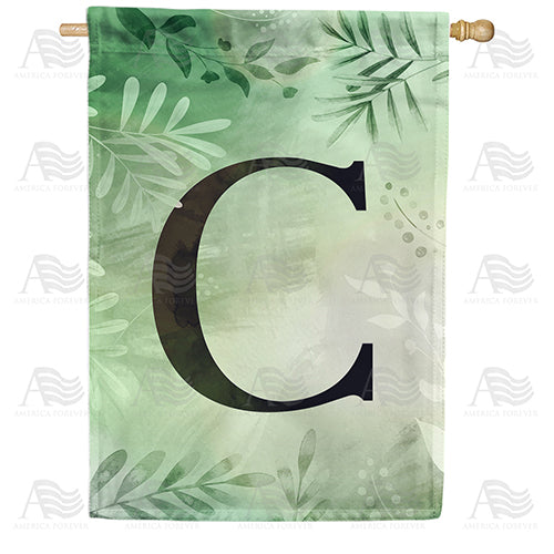 Lush Leaves Monogram Double Sided House Flag