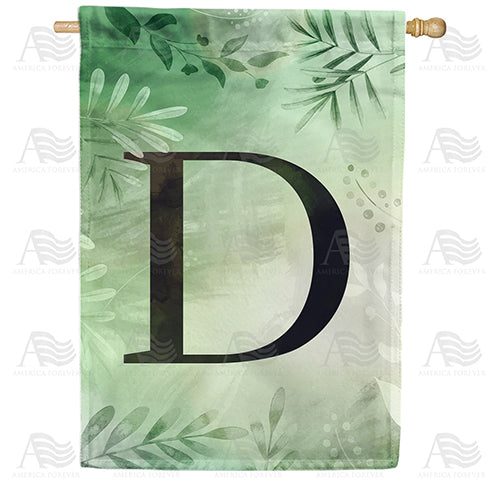 Lush Leaves Monogram Double Sided House Flag