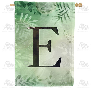 Lush Leaves Monogram Double Sided House Flag