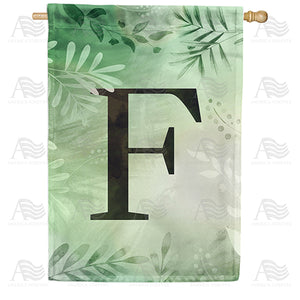Lush Leaves Monogram Double Sided House Flag