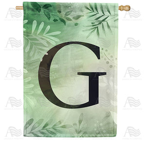 Lush Leaves Monogram Double Sided House Flag
