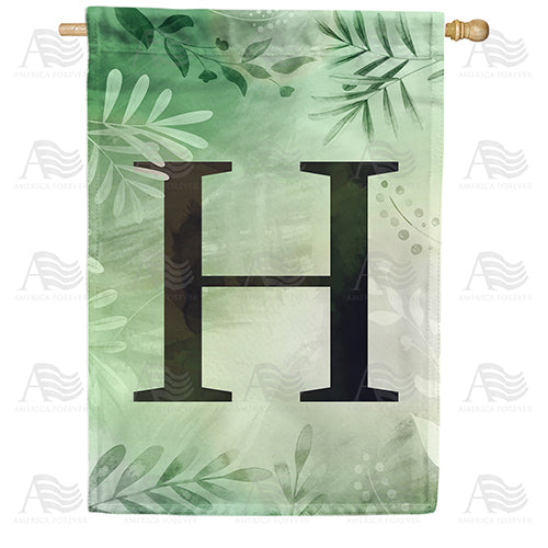Lush Leaves Monogram Double Sided House Flag