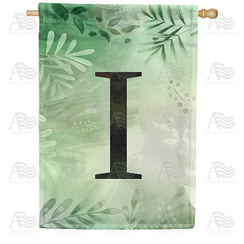Lush Leaves Monogram Double Sided House Flag