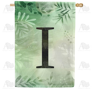 Lush Leaves Monogram Double Sided House Flag