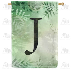 Lush Leaves Monogram Double Sided House Flag