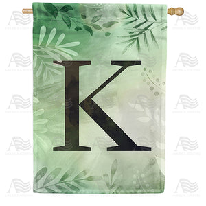 Lush Leaves Monogram Double Sided House Flag