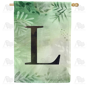 Lush Leaves Monogram Double Sided House Flag