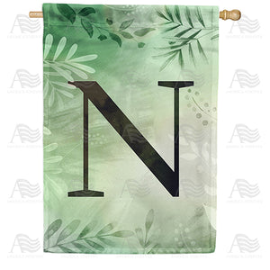 Lush Leaves Monogram Double Sided House Flag