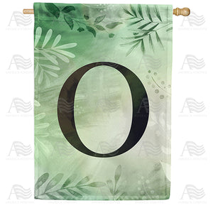 Lush Leaves Monogram Double Sided House Flag