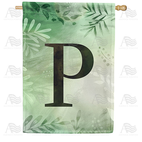 Lush Leaves Monogram Double Sided House Flag