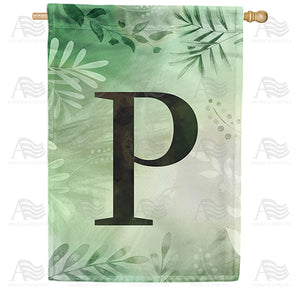 Lush Leaves Monogram Double Sided House Flag