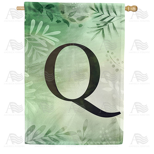 Lush Leaves Monogram Double Sided House Flag