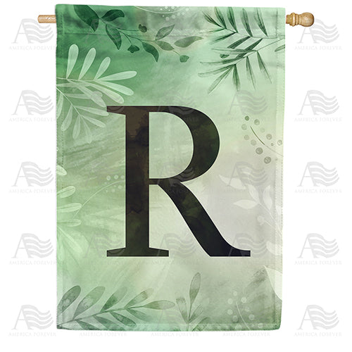 Lush Leaves Monogram Double Sided House Flag