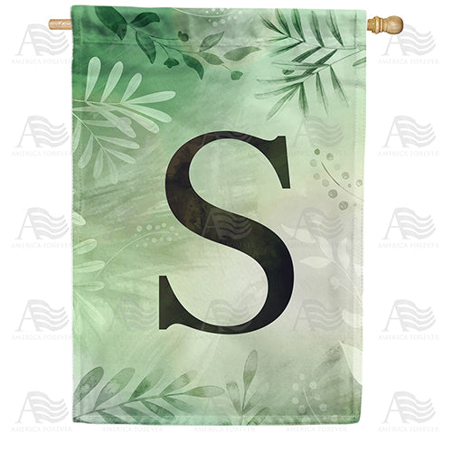 Lush Leaves Monogram Double Sided House Flag