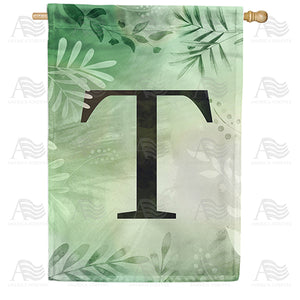 Lush Leaves Monogram Double Sided House Flag