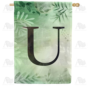 Lush Leaves Monogram Double Sided House Flag