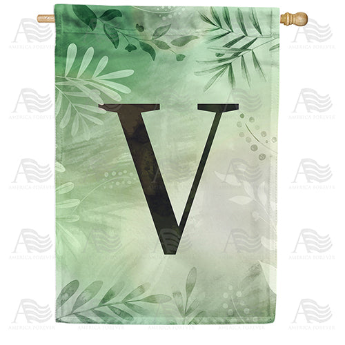 Lush Leaves Monogram Double Sided House Flag