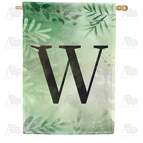 Lush Leaves Monogram Double Sided House Flag