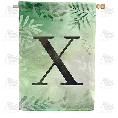 Lush Leaves Monogram Double Sided House Flag