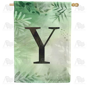 Lush Leaves Monogram Double Sided House Flag