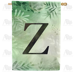 Lush Leaves Monogram Double Sided House Flag