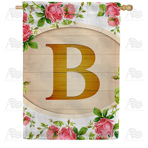 Country Roses Monogram Double Sided House Flag
