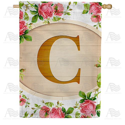 Country Roses Monogram Double Sided House Flag