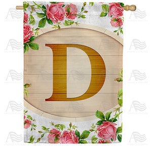 Country Roses Monogram Double Sided House Flag