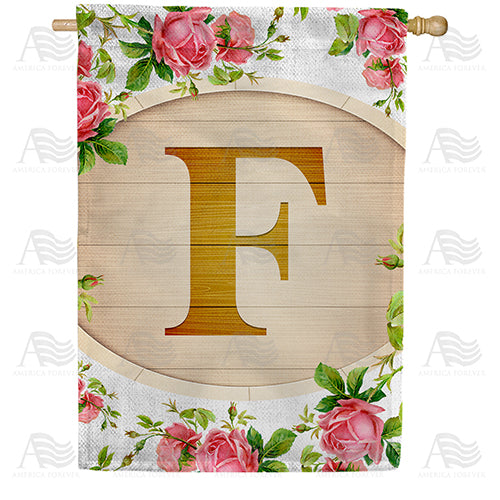Country Roses Monogram Double Sided House Flag