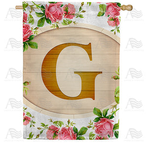 Country Roses Monogram Double Sided House Flag