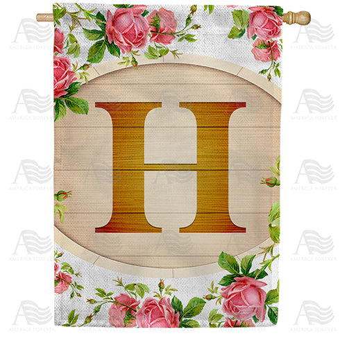 Country Roses Monogram Double Sided House Flag