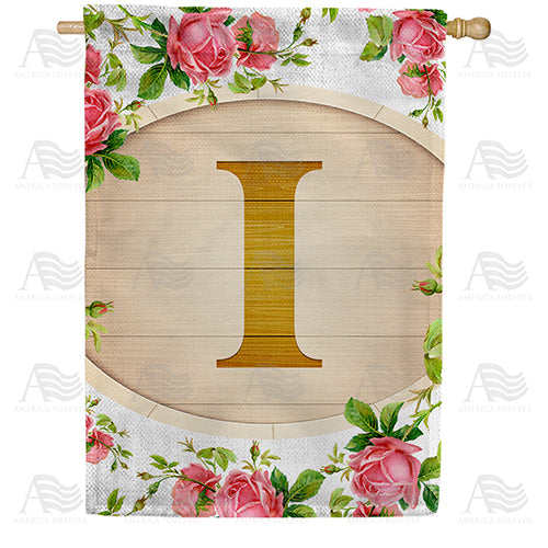 Country Roses Monogram Double Sided House Flag