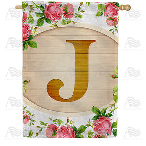 Country Roses Monogram Double Sided House Flag